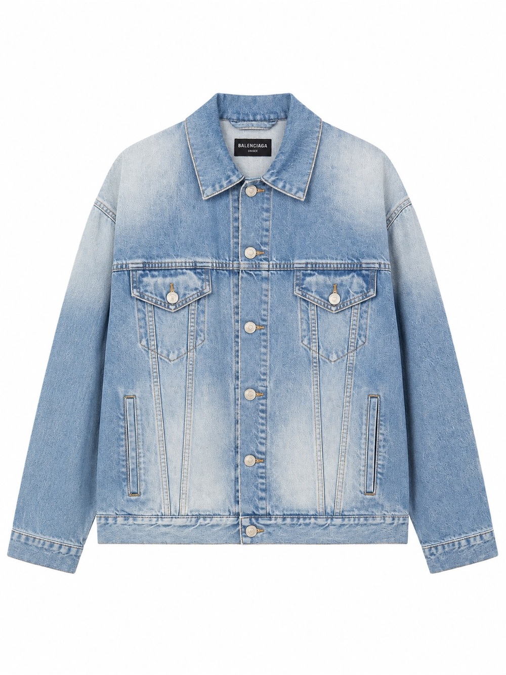 🚩steal Balenciaga Light Wash Blue Denim Jacket - Men's